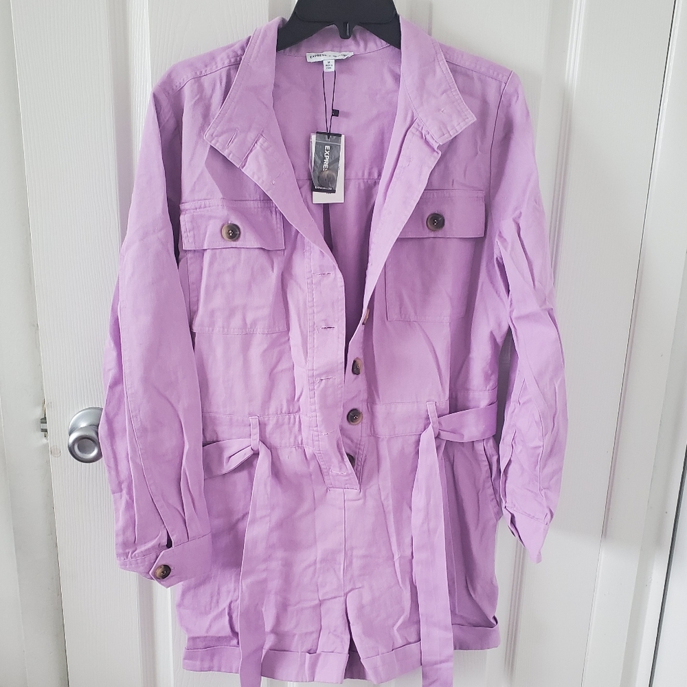 Express Lavender Utility Jumpsuit Romper
